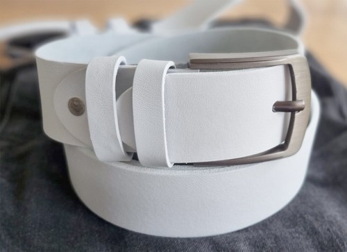 White men leather belt - 40, mm