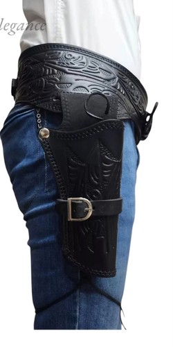 Black genuine leather - black, single