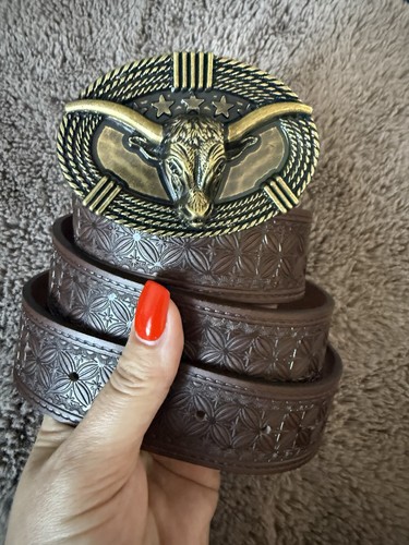 Handmade brown cowboy belt 44 - brown, belt,