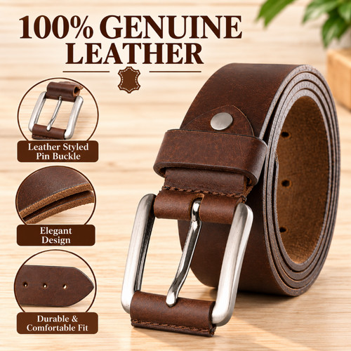 Mens genuine leather belt - mens, pure
