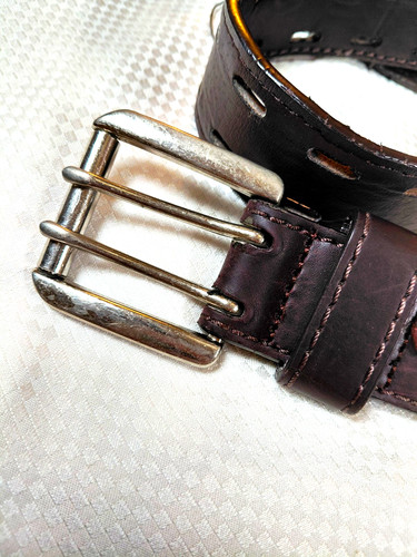 Men brown leather belt 5 - belt, 1.5"