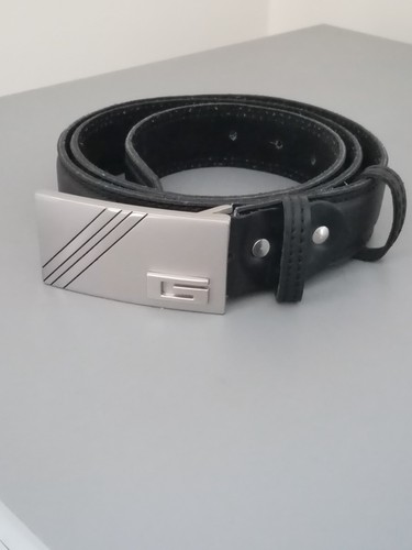 Mans black leather belt - mans,