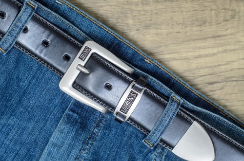 Mens black belt leather lined - belt,