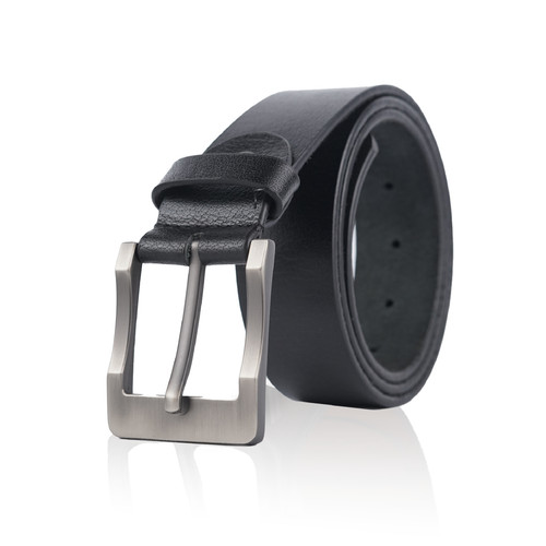Men black genuine leather belt - leather,